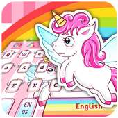 Pink cartoon cute unicorn keyboard logo