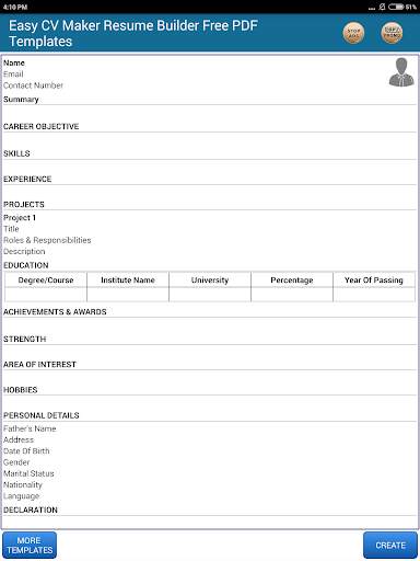 Easy CV Maker Resume Builder Free PDF Templates screenshot 13
