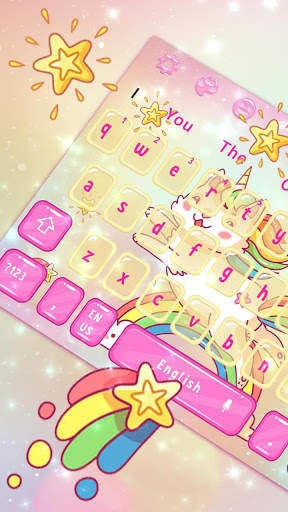 Pink Rainbow Cat Unicorn Keyboard Theme screenshot 1