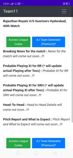 Team11 - A.I Team Builder for Cricket Fantasy Apps screenshot 6