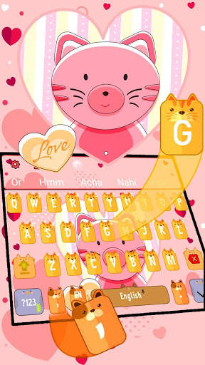 Cute Cartoon Cat Sweet Little Kitty Keyboard Theme screenshot 2