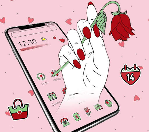 Gesture Pink Love Rose Theme💞 screenshot 2