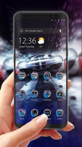 Blue Racing Speed Car - APUS launcher theme screenshot 1