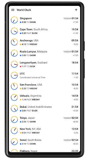 World Clock: Sunrise/Sunset screenshot 1