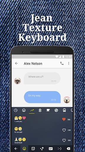 Jean Texture Emoji Keyboard Theme for Instagram screenshot 3