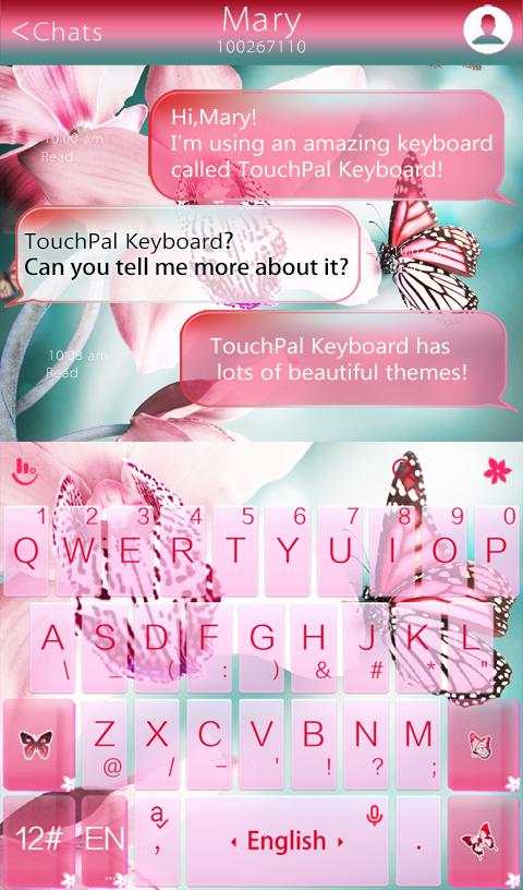 Pink Butterfly Keyboard Theme screenshot 2
