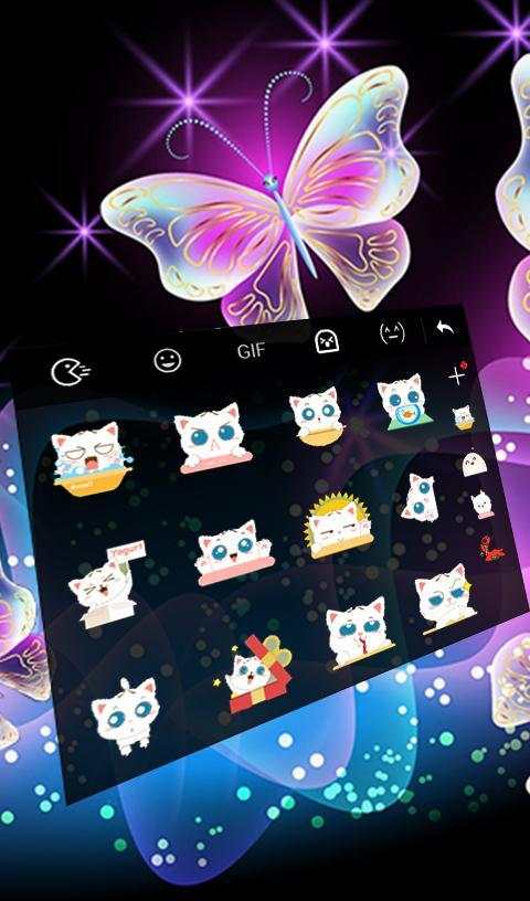 Glitter Neon Purple Butterfly Keyboard Theme screenshot 4