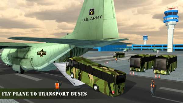 US Army Plane Transporter Military Bus Driving Sim screenshot 2
