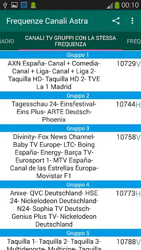 Frequenze di Canali ASTRA screenshot 3