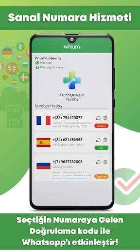 wNum | Whatsapp & WA Business kayıt için numara! screenshot 1