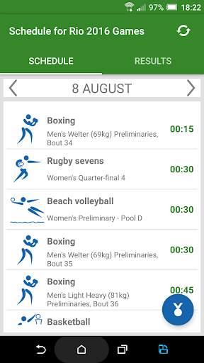 Schedule for Rio 2016 Games screenshot 2