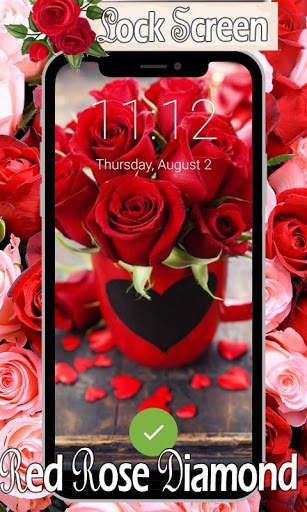 Red Rose Diamond Lock Screen Pattern & Passcode screenshot 1