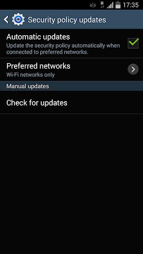 Samsung Security Policy Update screenshot 1