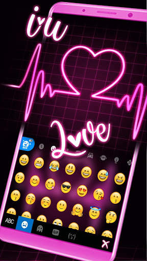 Pink Neon Heart Keyboard Theme screenshot 4