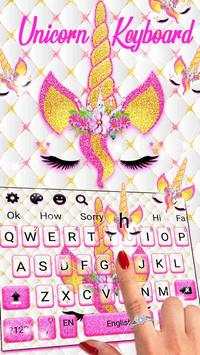 Pink Glisten Unicorn Cat Keyboard Theme screenshot 1