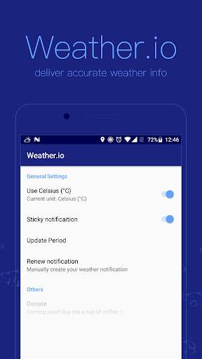 Weather.io - Weather on notification screenshot 1