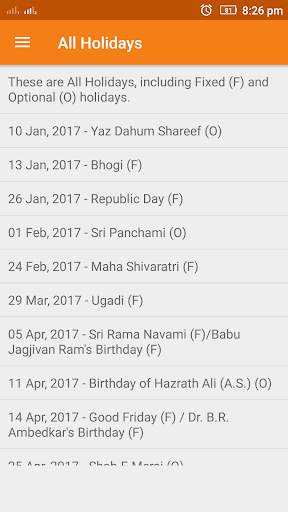 Telangana Holidays Calendar 2021 screenshot 2