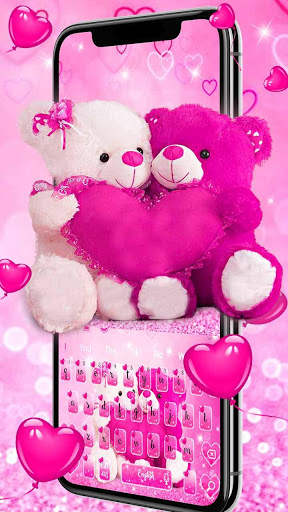 Pink Love Teddy Bear Keyboard screenshot 2