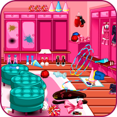 Cheerleader room clean up icon