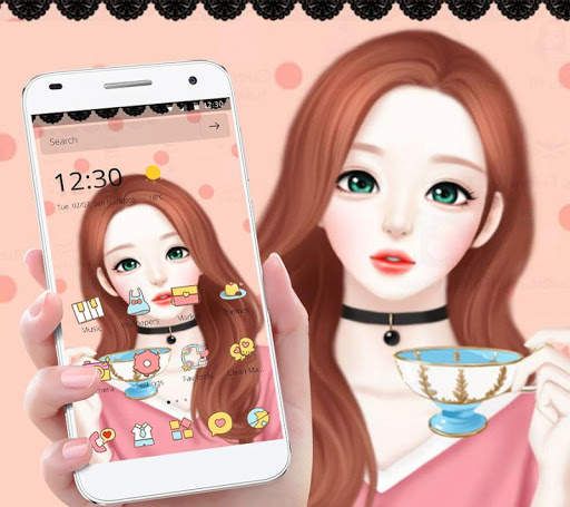 Cartoon Beautiful Girl Lovely Theme screenshot 3