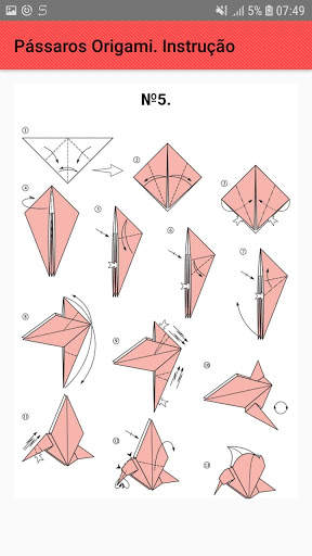 Pássaros de origami. Esquemas, instruções screenshot 6