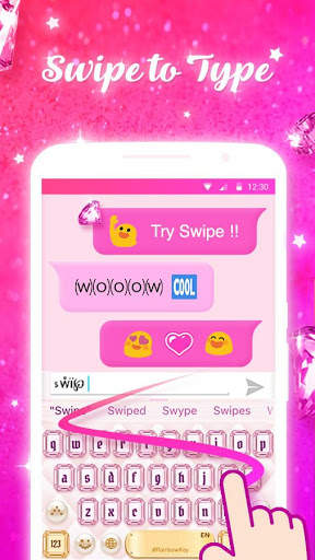 Pink Diamond Keyboard Theme - Emoji&Gif screenshot 4