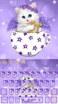 Purple Cute Kitty Cat Keyboard Theme 4 تصوير الشاشة