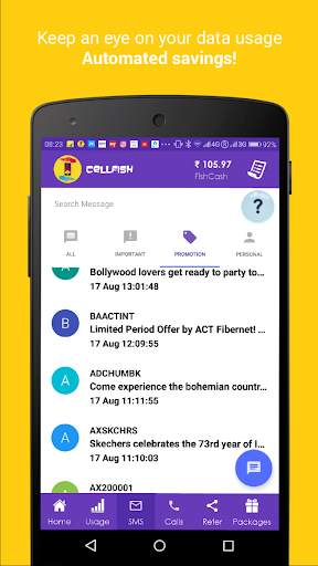 Cell.Fish - Safe SMS, Slick Dialer, Save Money Wiz स्क्रीनशॉट 1