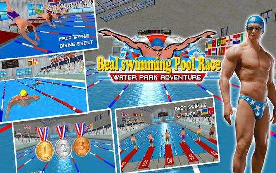 Real Water Swimming Pool Race Water Park Adventure screenshot 5