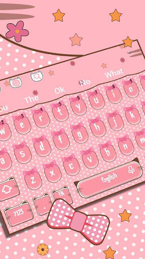 Cute Cat Bow Keyboard Theme screenshot 1