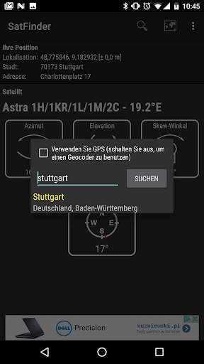 SatFinder screenshot 2