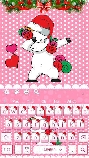 Cute Christmas Unicorn Keyboard Theme screenshot 4