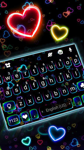 Neon Hearts कीबोर्ड थीम स्क्रीनशॉट 1