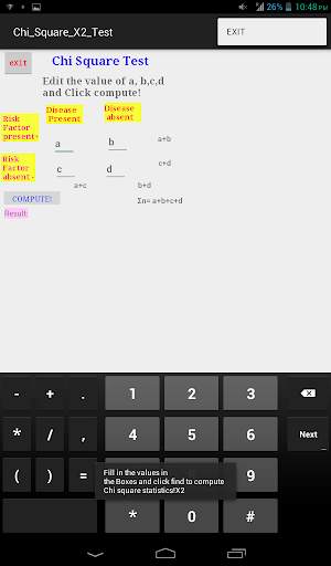 Chi square X2 Test 2x2 table screenshot 2