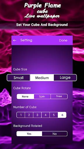 Purple Flame cube live wallpaper screenshot 5