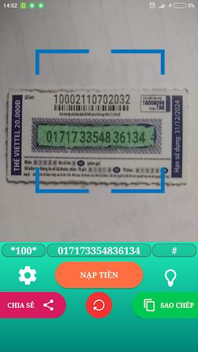 Nạp Thẻ Điện Thoại Bằng Camera | Nạp Card Camera screenshot 2
