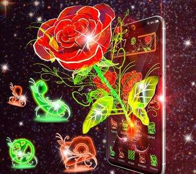 3D Neon Red Rose Launcher screenshot 1