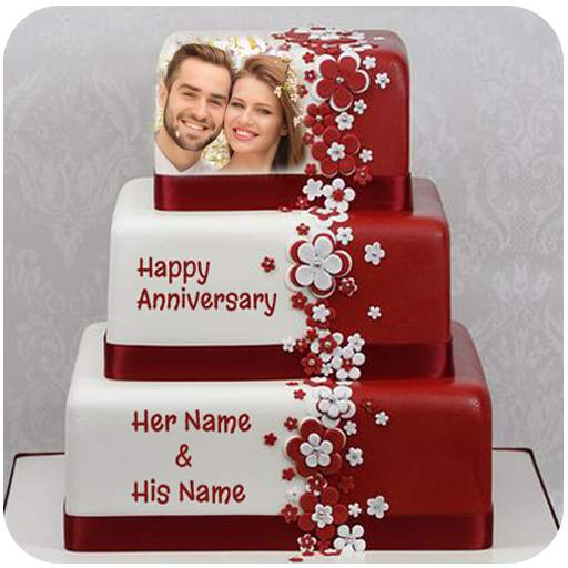 Name Photo On Anniversary Cake Photo Frame 2.0