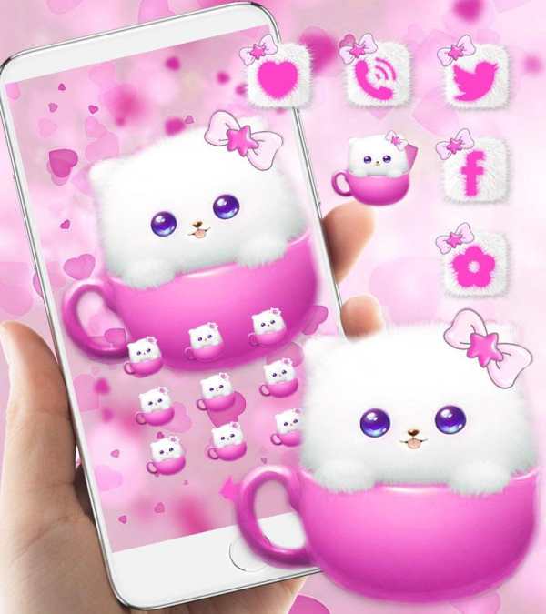 Kitty Theme Cup Cat Wallpaper screenshot 5