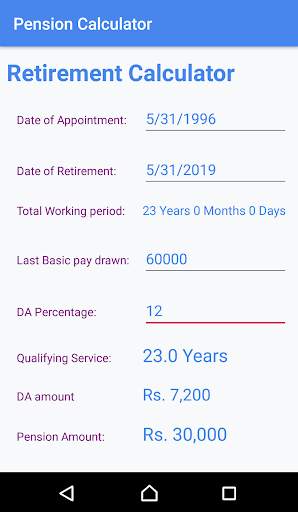Pension Gratuity Retirement Calculators screenshot 2