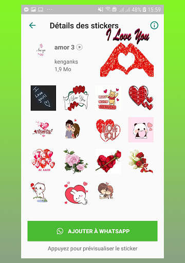 Figurinhas animados de Amor -para Whatsapp screenshot 2