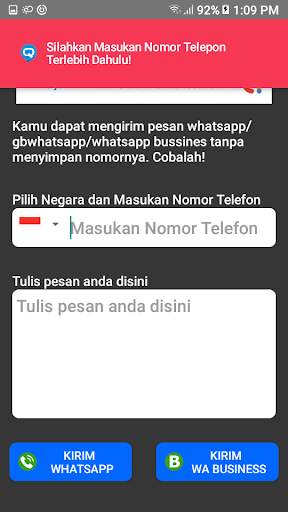 WeAa Quick-Kirim Pesan WhatsApp Tanpa Simpan Nomor screenshot 6