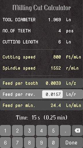 Milling Cut Calculator 7 تصوير الشاشة