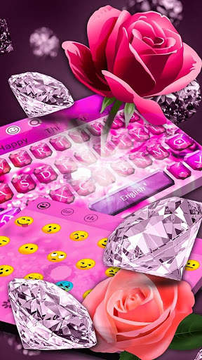 Pink Rose Diamond Keyboard Theme screenshot 5