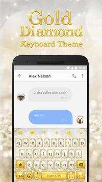 Gold Diamond Emoji Keyboard Theme for Messenger screenshot 2