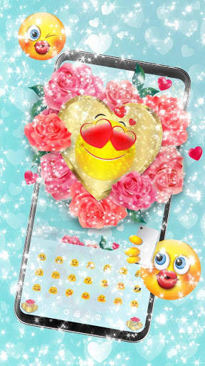 Sparkling Heart Flower Keyboard screenshot 3