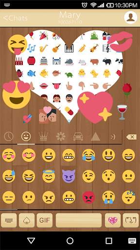 Wood Love Emoji Keyboard Theme screenshot 2