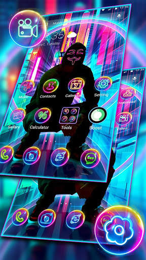 Neon Mask Cool Man APUS Launcher Theme screenshot 5
