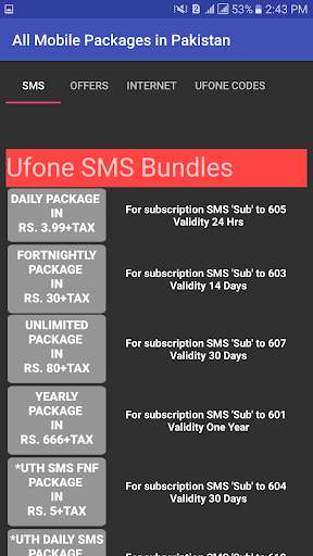Mobile Packages Pakistan 2018 screenshot 2