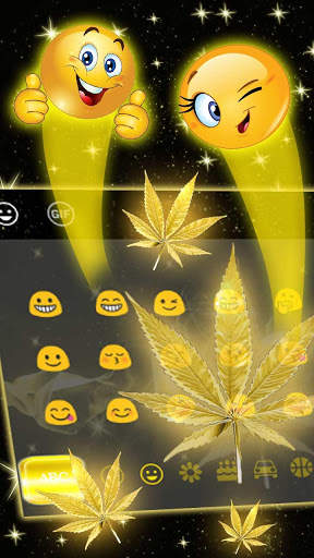 Golden Weed Rasta Shiny Keyboard Theme screenshot 4